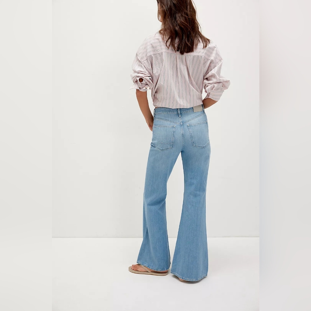 Nwt Free People  We The Free Avalon Drapey Flare Jeans Sz 28 Short - Picture 2 of 5